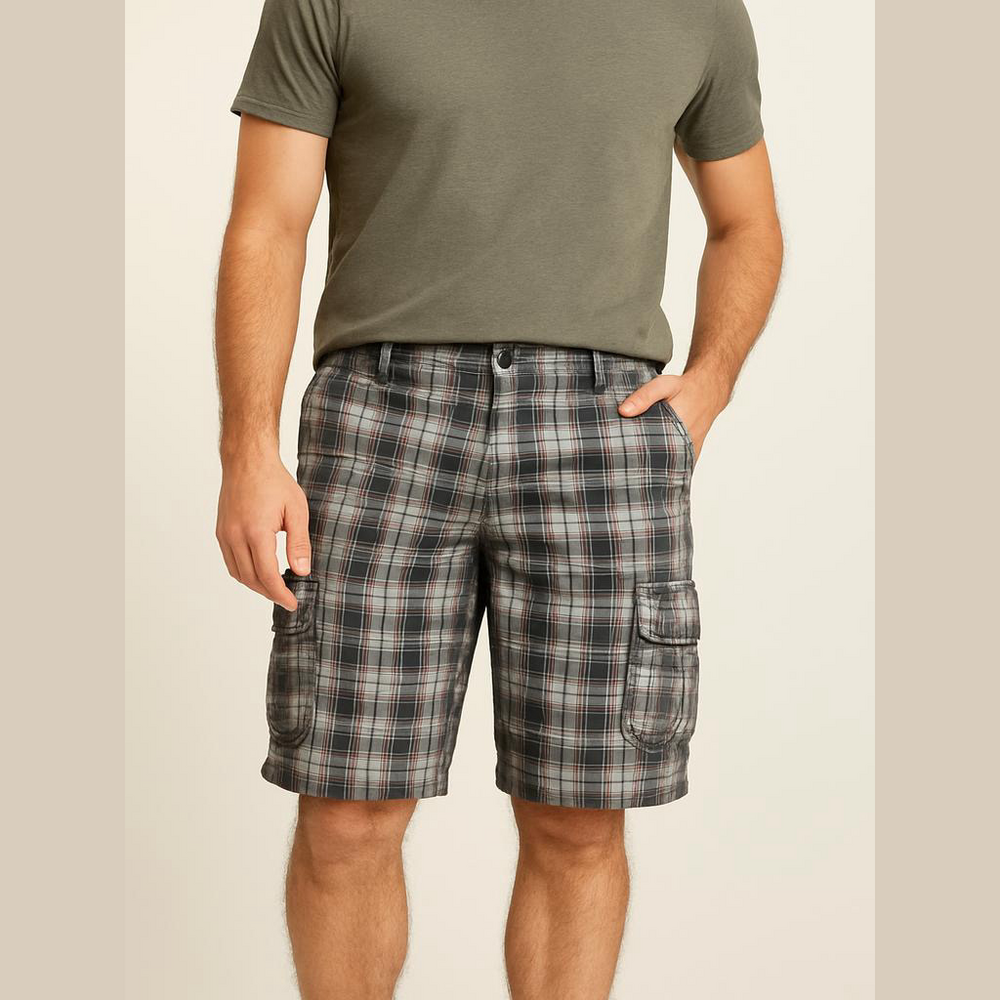 Burnside Men's Plaid Cargo Shorts Size 36